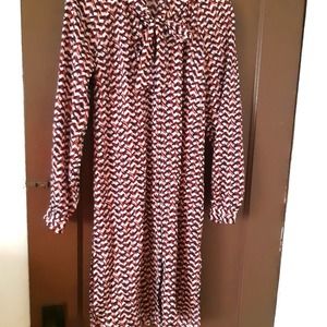 Ann taylor dress.  Burgundy, brown, & white